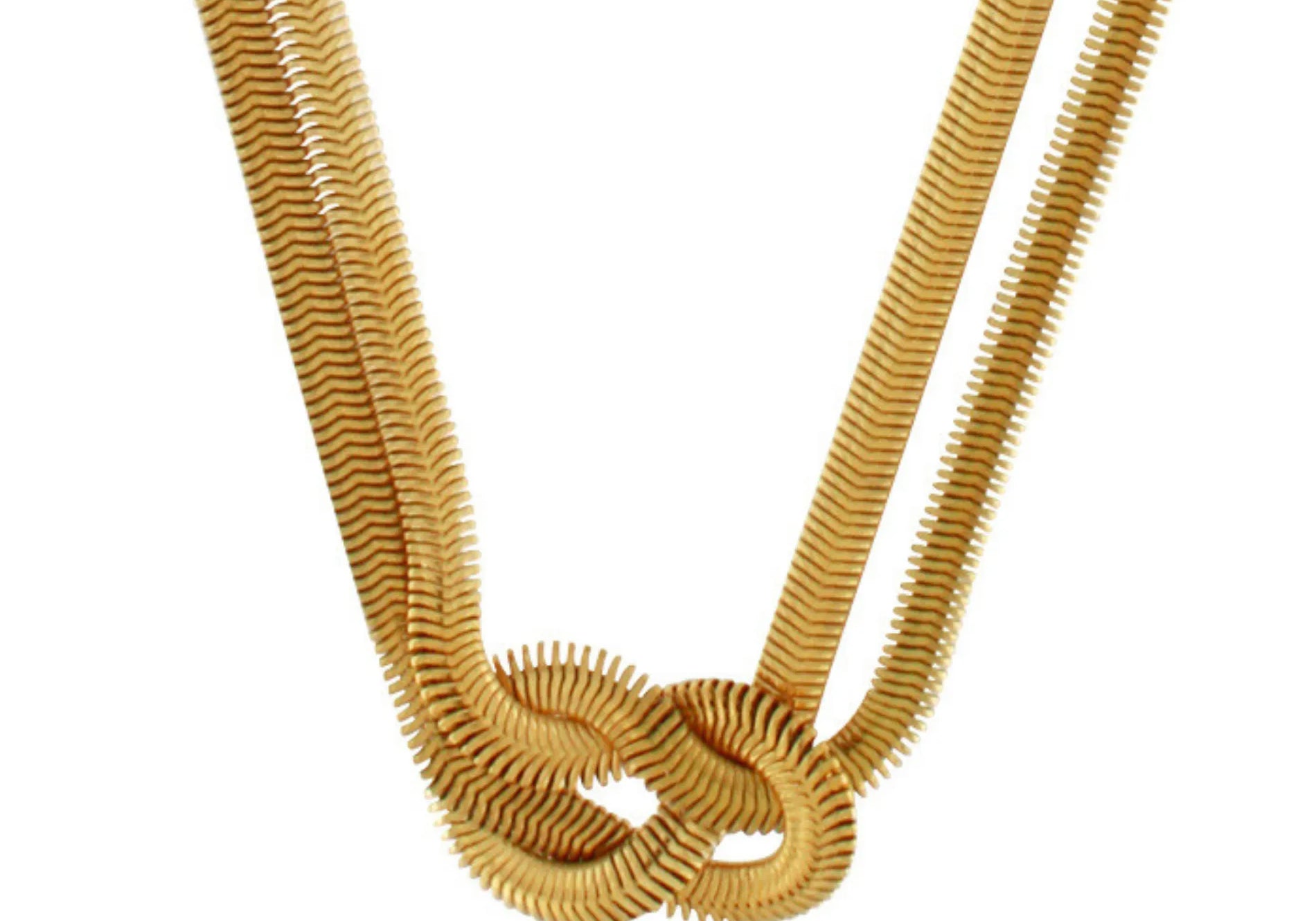 Passion  Waterproof Short Knot Herringbone Necklace 18K Gold Plating, Dansk Copenhagen