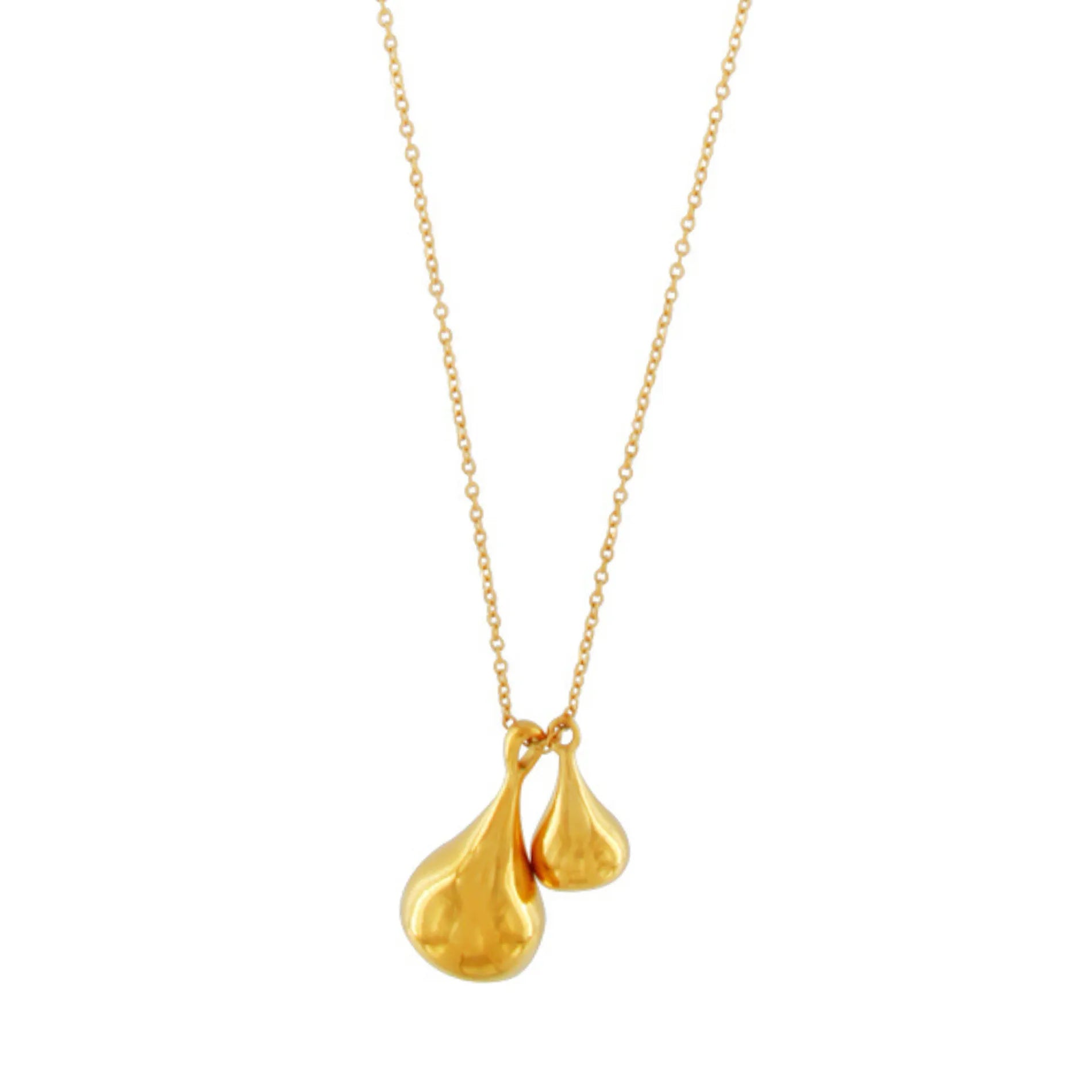 Passion  Waterproof Long Smooth Double Drop Necklace 18K Gold Plating, Dansk Copenhagen