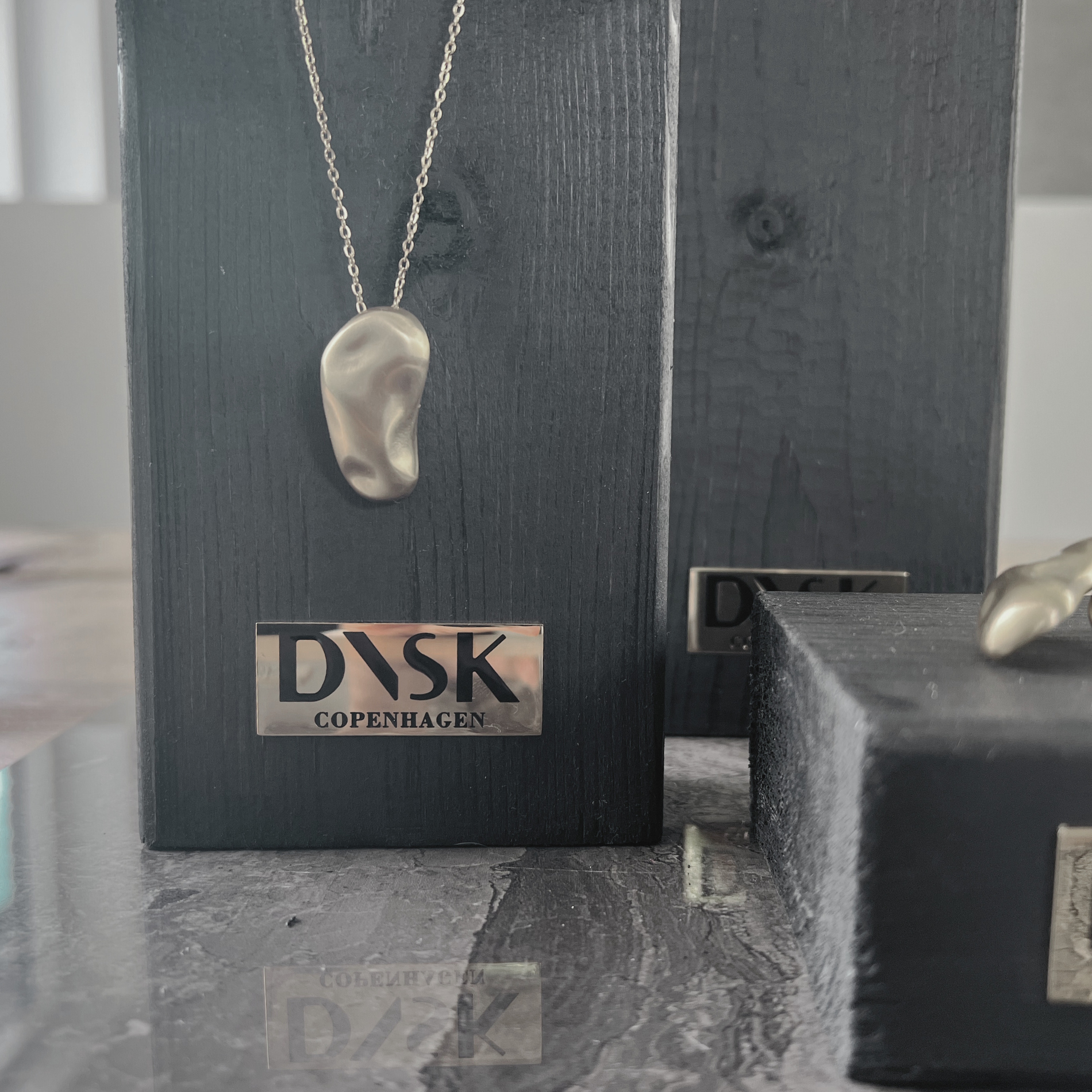 Courage Waterproof Long Brushed Organic Necklace Silver Plating, DNSK Copenhagen