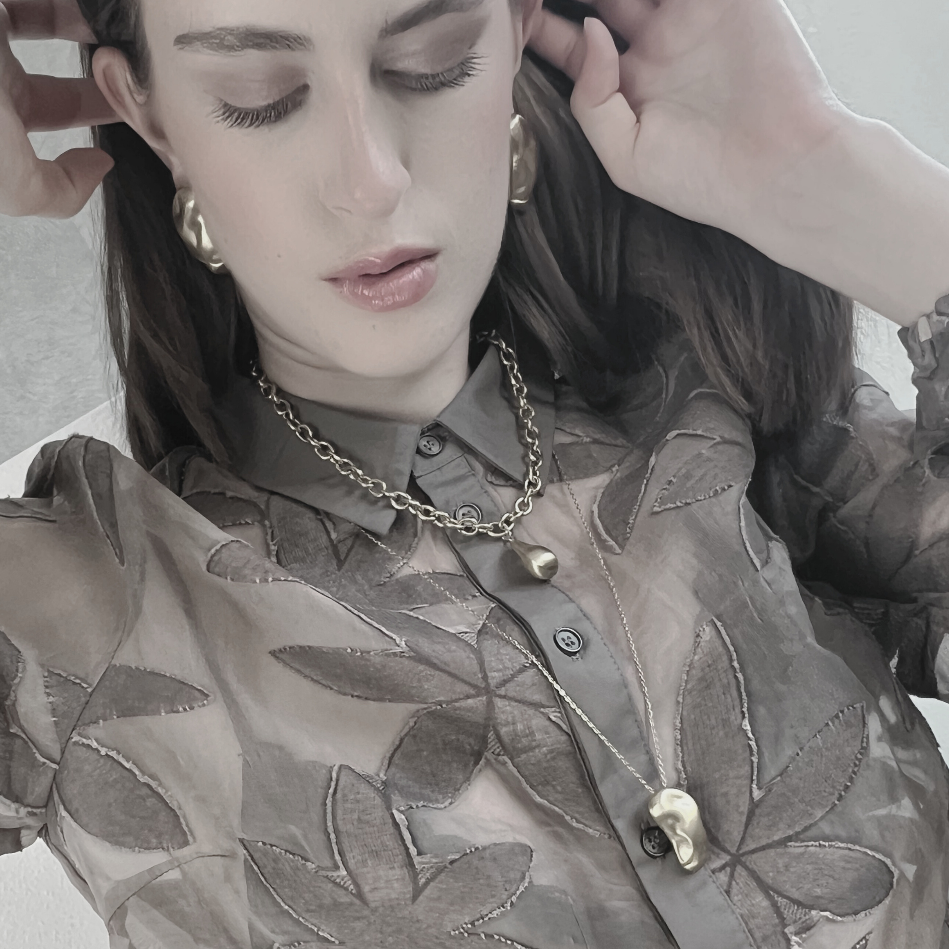 Courage Waterproof Long Brushed Organic Necklace Silver Plating, DNSK Copenhagen