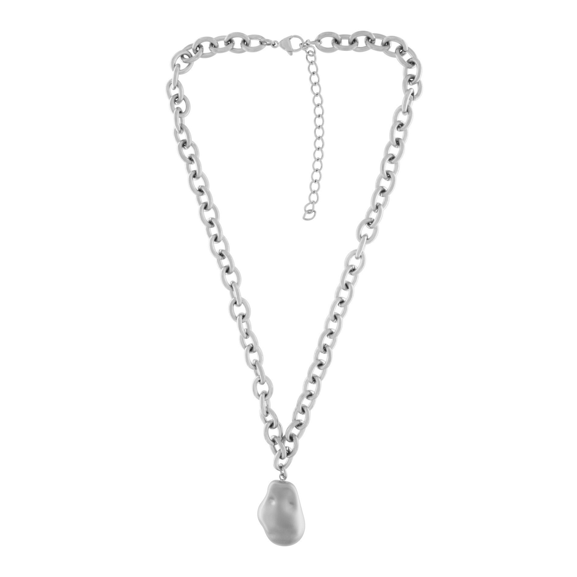 Courage Waterproof Short Brushed Organic Statement Necklace Silver Plating, DNSK Copenhagen