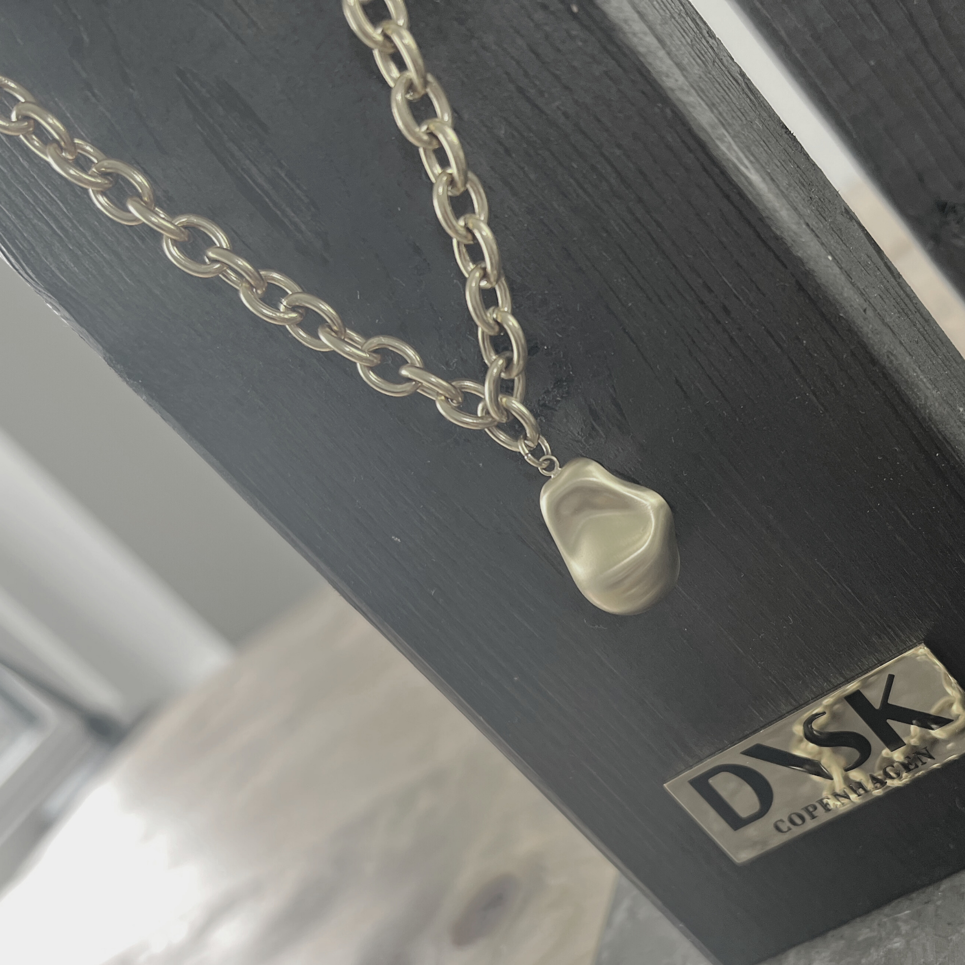 Courage Waterproof Short Brushed Organic Statement Necklace Silver Plating, DNSK Copenhagen