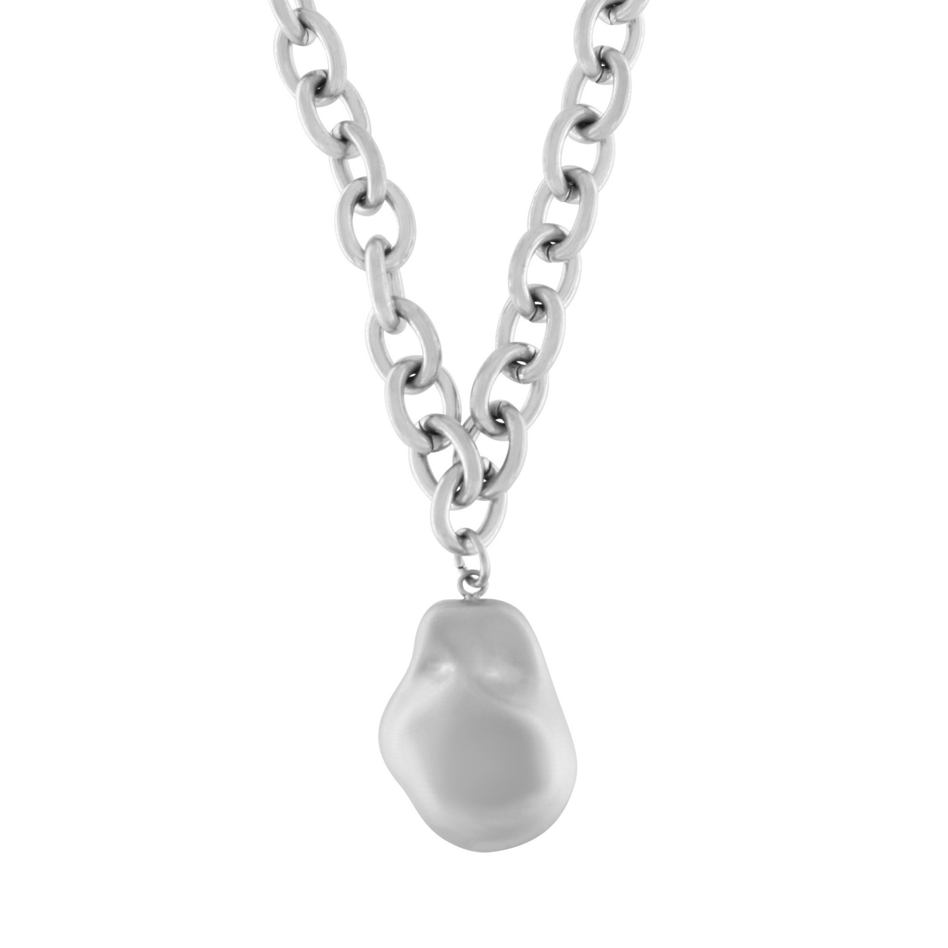 Courage Waterproof Short Brushed Organic Statement Necklace Silver Plating, DNSK Copenhagen