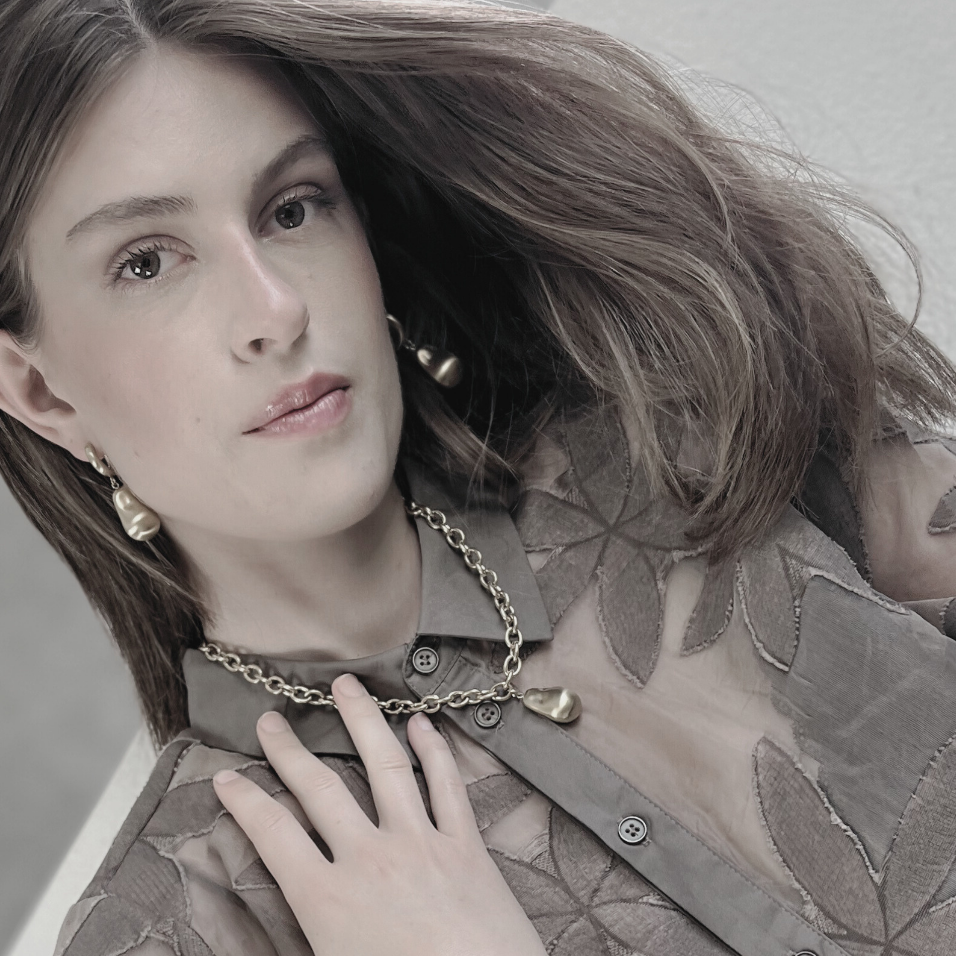 Courage Waterproof Short Brushed Organic Statement Necklace Silver Plating, DNSK Copenhagen