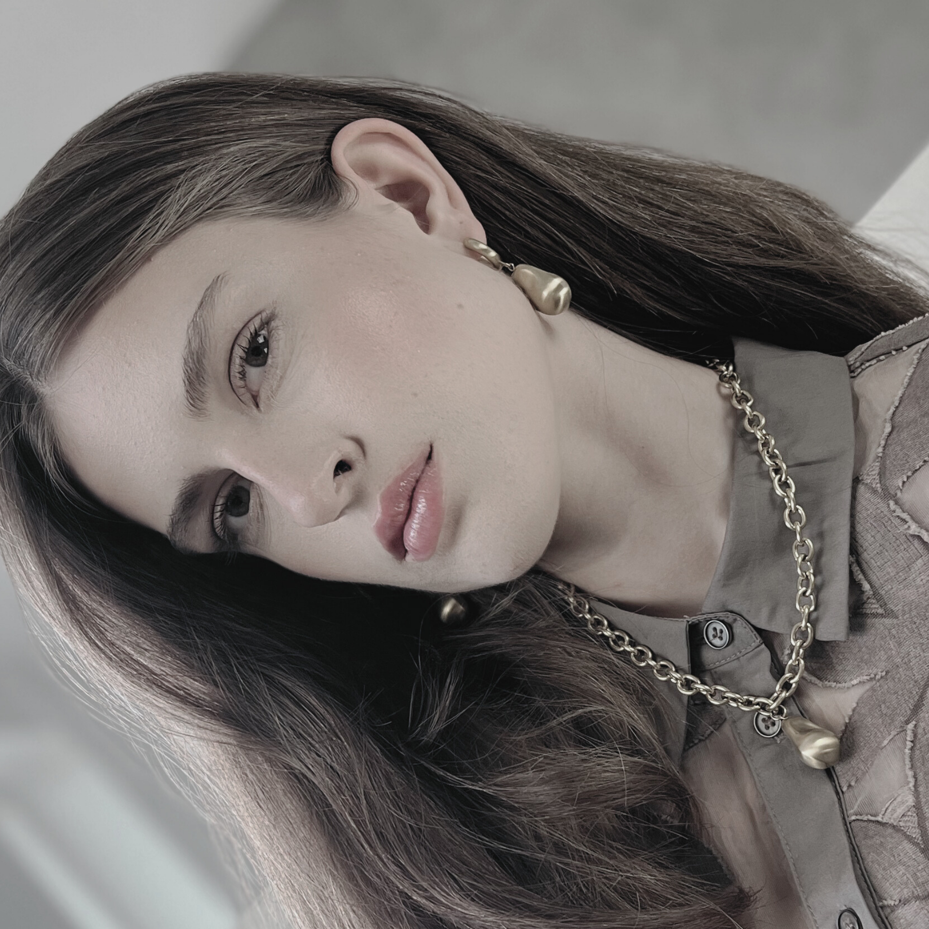 Courage Waterproof Short Brushed Organic Statement Necklace Silver Plating, DNSK Copenhagen