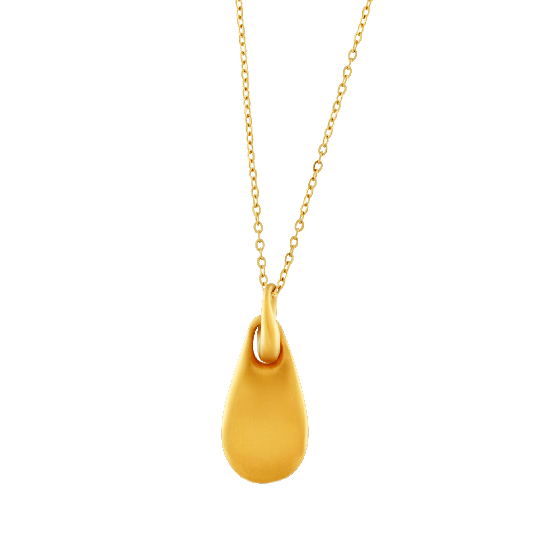 Courage Waterproof Long Brushed Oval Drop Necklace 18K Gold Plating, DNSK Copenhagen