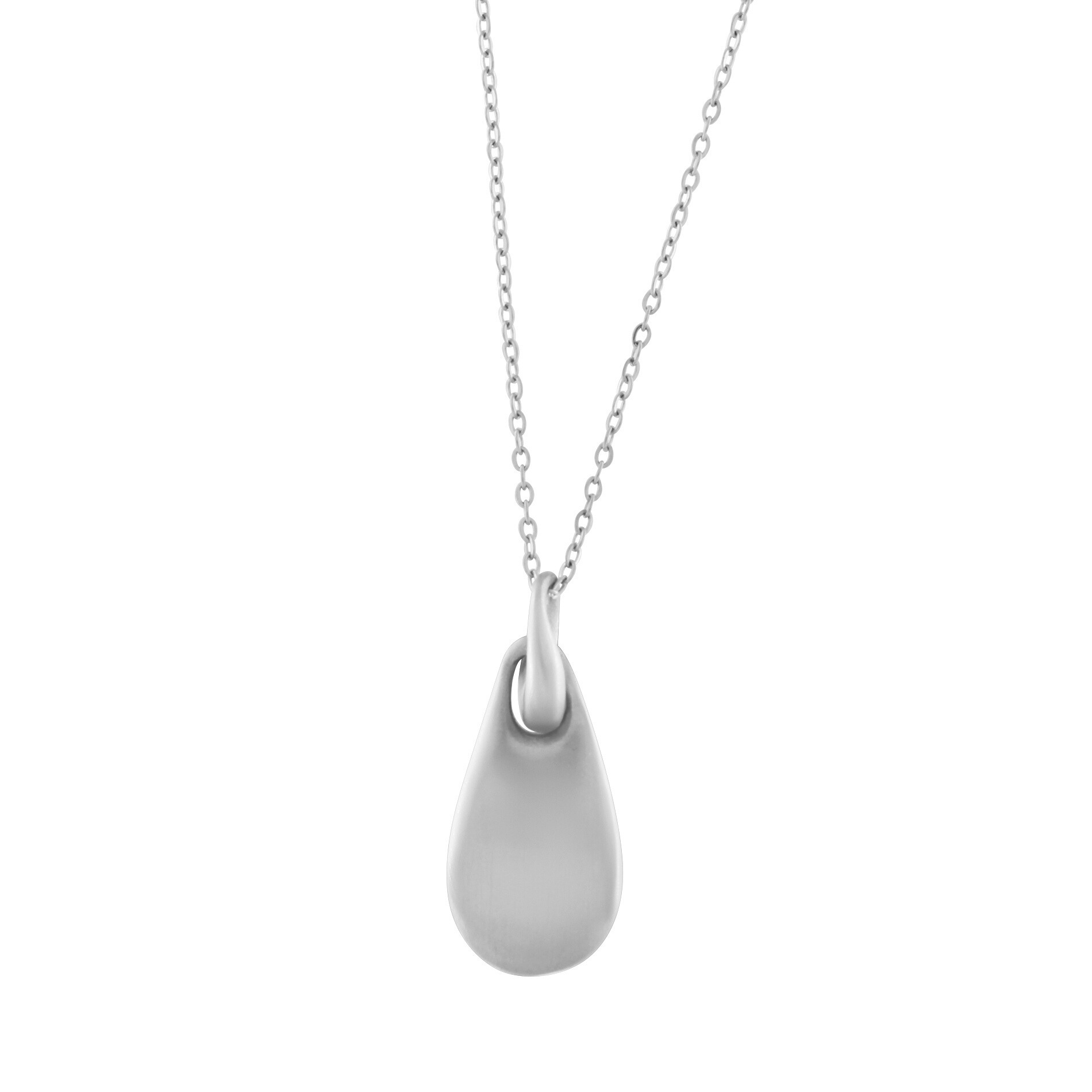 Courage Waterproof Long Brushed Oval Drop Necklace Silver Plating, DNSK Copenhagen