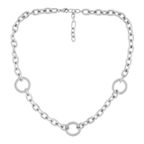 Courage Waterproof Collier Anneau Martelé Court Plaqué Argent
