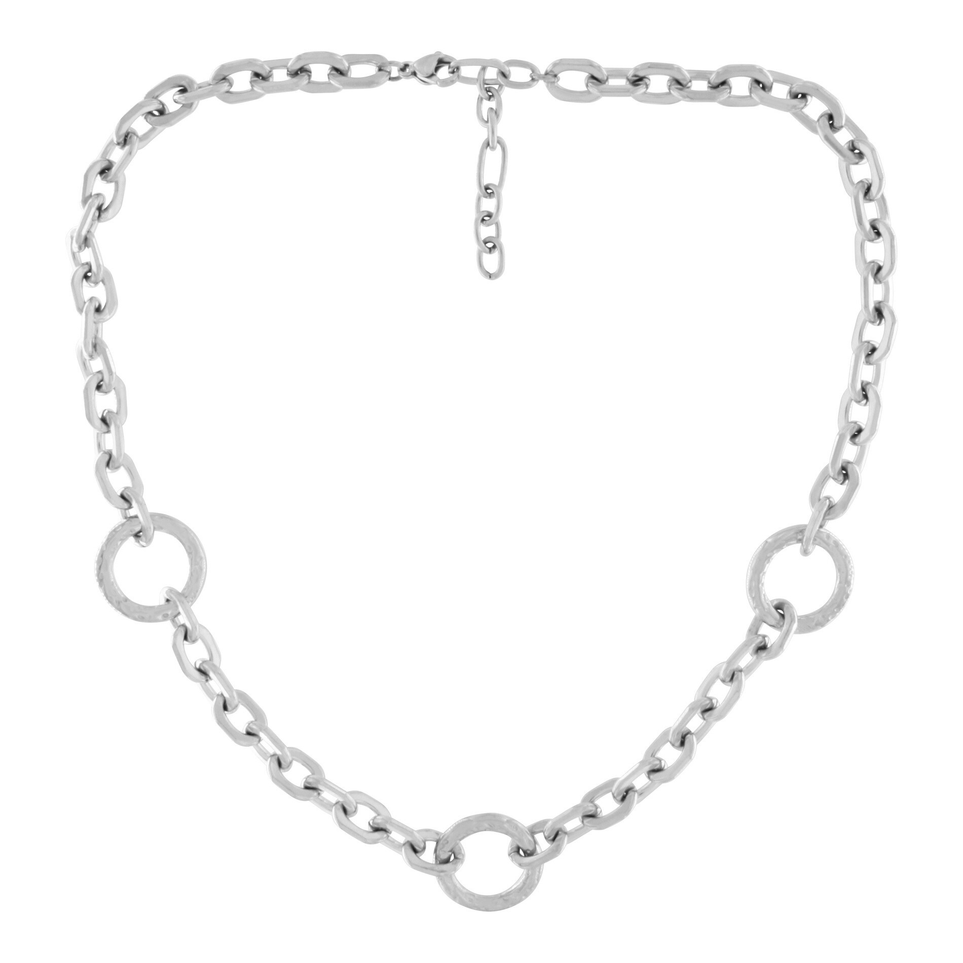 Courage Waterproof Short Hammered Ring Necklace Silver Plating, DNSK Copenhagen