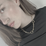 Courage Waterproof Collier Anneau Martelé Court Plaqué Argent