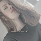 Courage Waterproof Collier Anneau Martelé Court Plaqué Argent