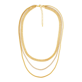 Joy Waterproof Short 3 Layered CZ Necklace 18K Gold Plating