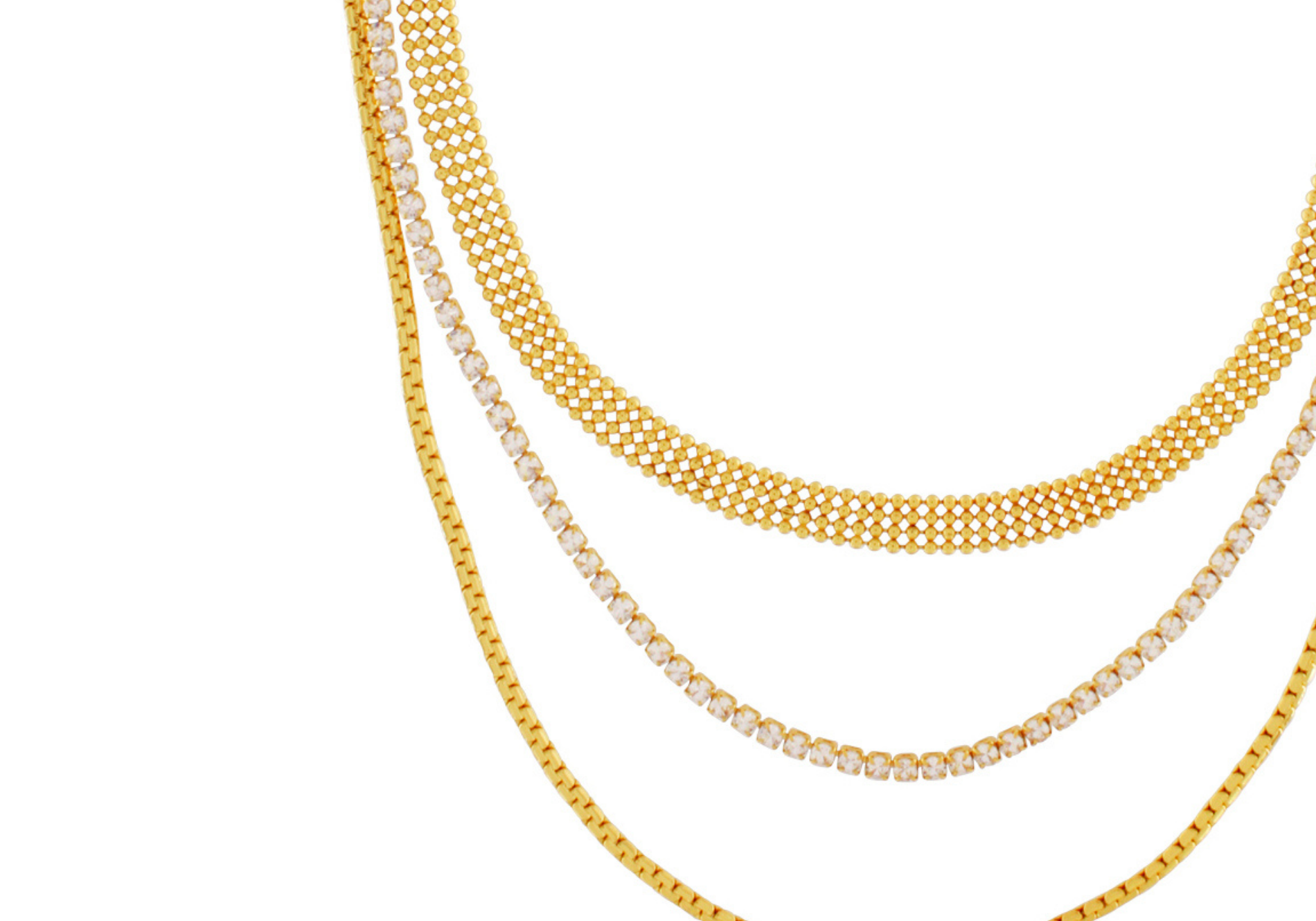 Joy Waterproof Short 3 Layered CZ Necklace 18K Gold Plating, DNSK Copenhagen