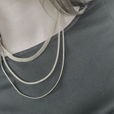 Joy Waterproof Short 3 Layered CZ Necklace 18K Gold Plating