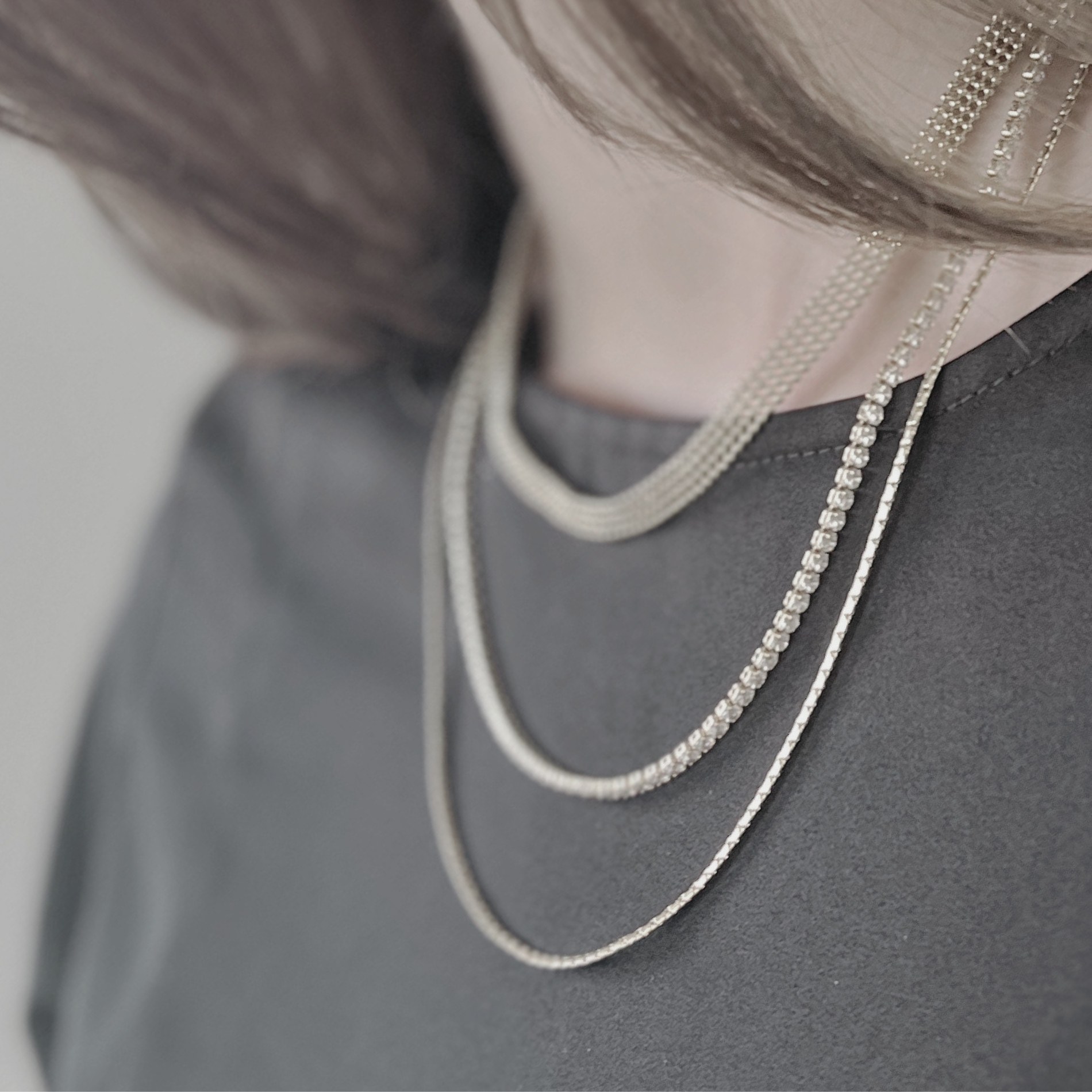 Joy Waterproof Short 3 Layered CZ Necklace 18K Gold Plating, DNSK Copenhagen