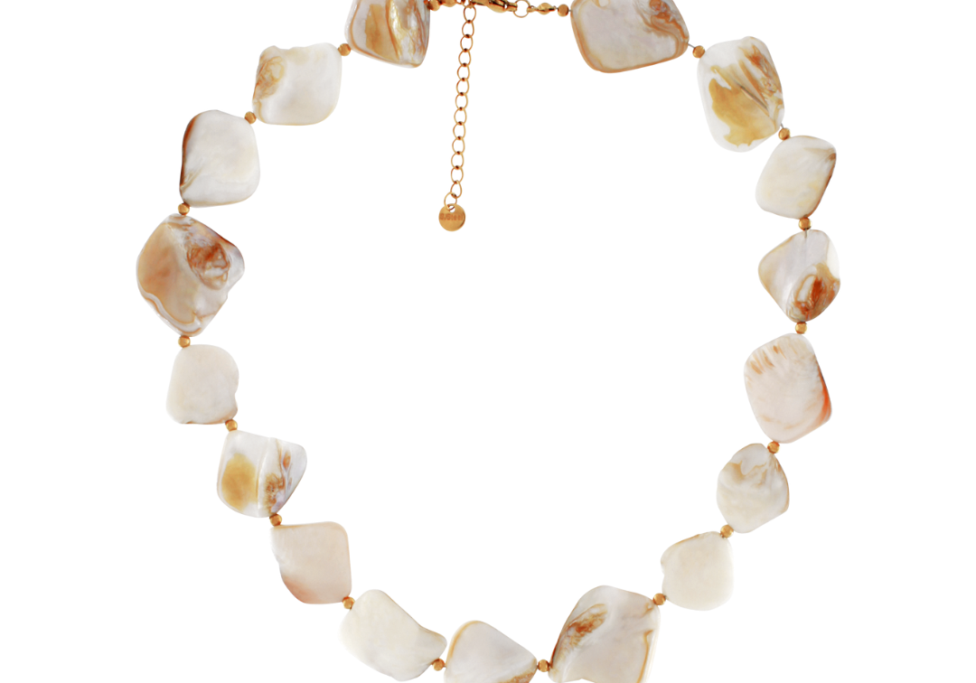 Joy Waterproof Collier court en coquillage naturel plaqué or 18K, DNSK Copenhagen