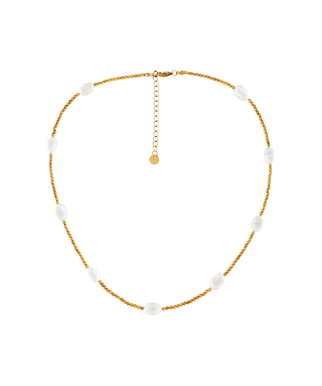 Joy Waterproof Short Singular Freshwater Pearl & Mini Ball Necklace 18K Gold Plating, DNSK Copenhagen