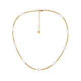 Joy Waterproof Collier court en perles d'eau douce et mini-boules plaqué or 18K