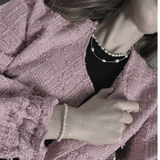 Joy Waterproof Collier court en perles d'eau douce et mini-boules plaqué or 18K