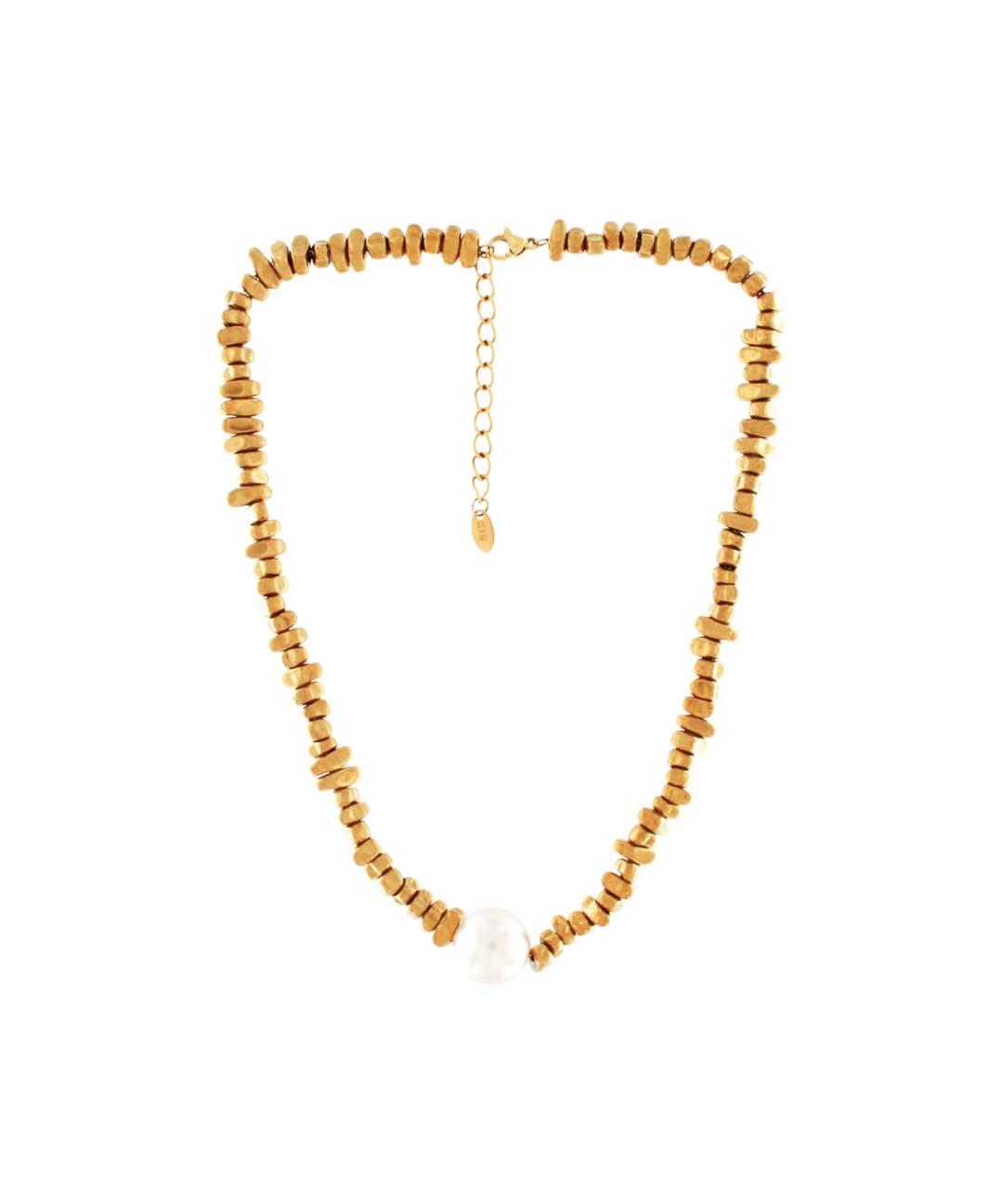 Joy Waterproof Short Single Pearl & Square Ball Necklace 18K Gold Plating, DNSK Copenhagen