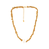 Joy Waterproof Collier court en perles simples et boules carrées plaqué or 18K