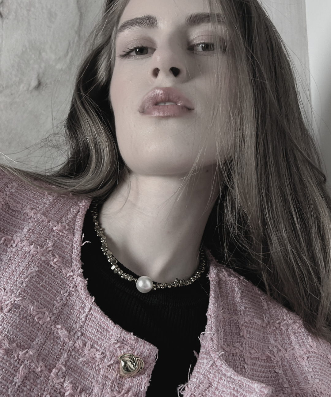 Joy Waterproof Short Single Pearl & Square Ball Necklace 18K Gold Plating, DNSK Copenhagen