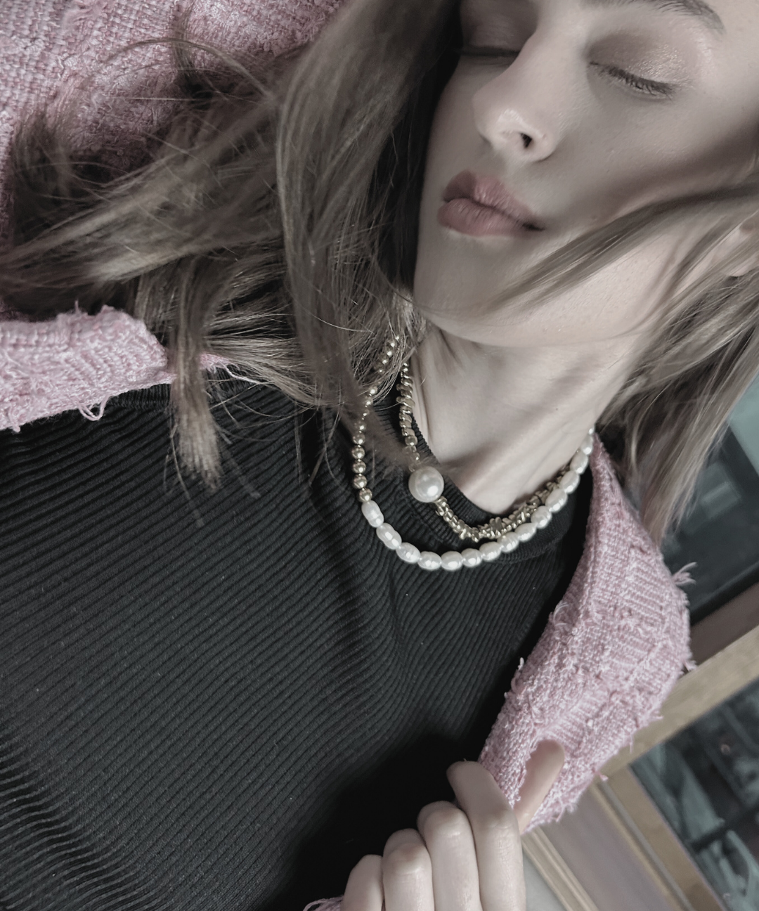 Joy Waterproof Short Single Pearl & Square Ball Necklace 18K Gold Plating, DNSK Copenhagen