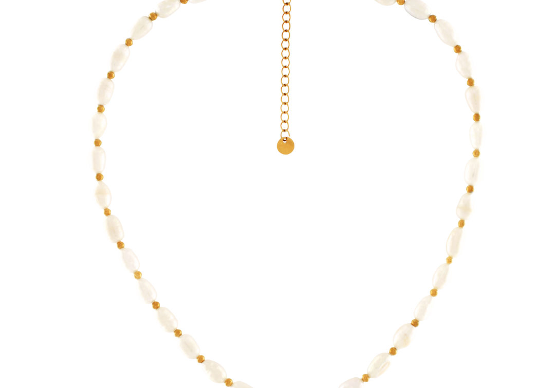 Joy Waterproof Collier court multiperles et boules plaqué or 18K, DNSK Copenhagen