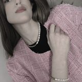 Joy Waterproof Collier court de perles d'eau douce irrégulières et boules plaqué or 18K