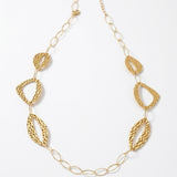 RAGNA Waterproof 18K Gold Plated Long Statement Necklace - Hammered Stainless Steel - DANSK Copenhagen