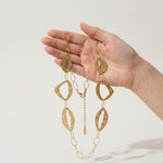 RAGNA Waterproof 18K Gold Plated Long Statement Necklace - Hammered Stainless Steel - DANSK Copenhagen