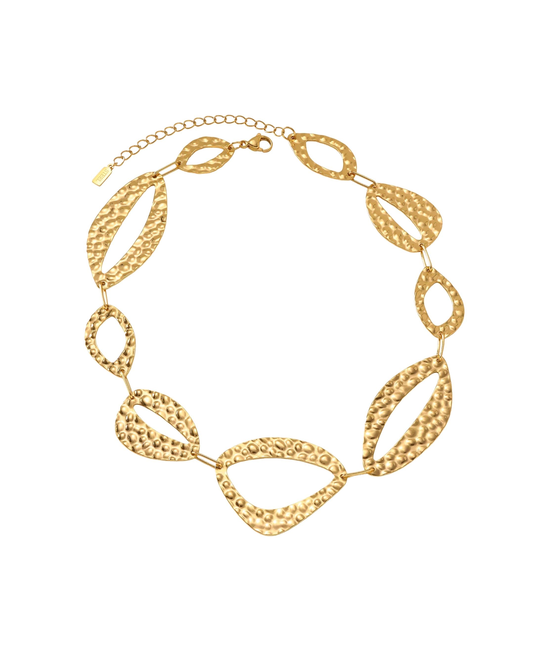 RAGNA Waterproof 18K Gold Plated Original Necklace - Hammered Stainless Steel