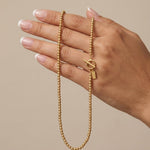 AUDORA Waterproof 18K Gold Plated Long Necklace - Sanded Stainless Steel - DANSK Copenhagen