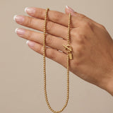 AUDORA Waterproof 18K Gold Plated Long Necklace - Sanded Stainless Steel - DANSK Copenhagen