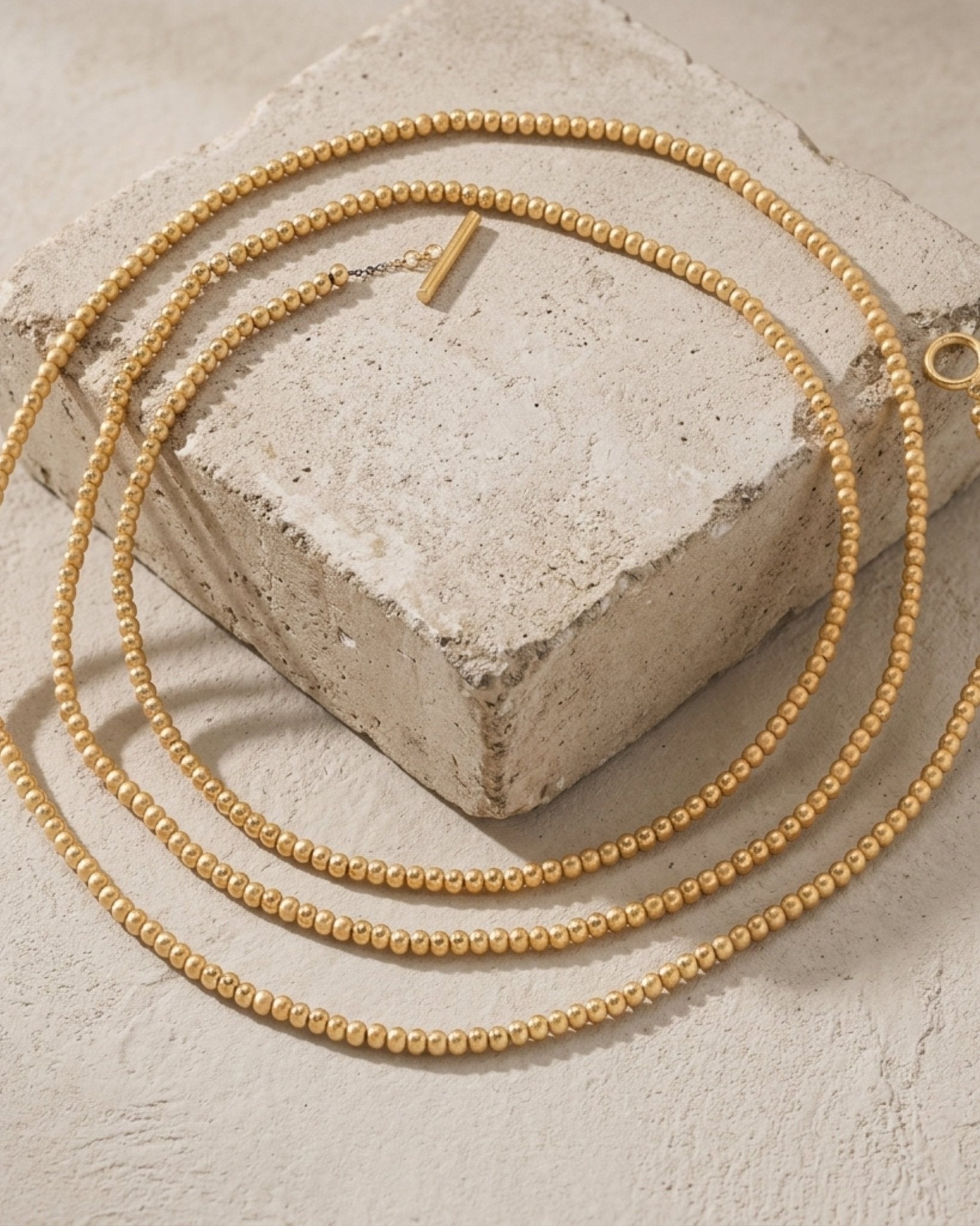 AUDORA Waterproof 18K Gold Plated Long Necklace - Sanded Stainless Steel - DANSK Copenhagen