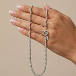 AUDORA Waterproof Silver Stainless Steel Long Necklace - Sanded Finish - DANSK Copenhagen