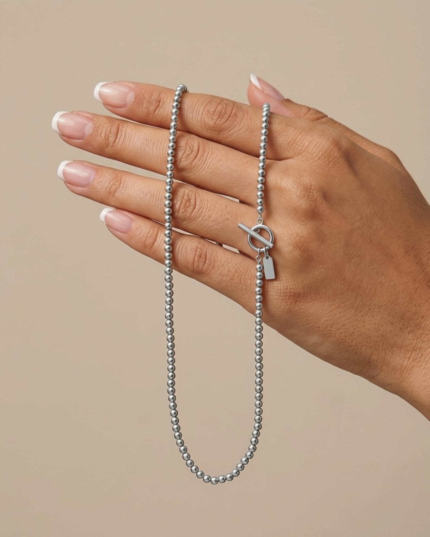 AUDORA Waterproof Silver Stainless Steel Long Necklace - Sanded Finish - DANSK Copenhagen
