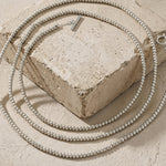 AUDORA Waterproof Silver Stainless Steel Long Necklace - Sanded Finish - DANSK Copenhagen