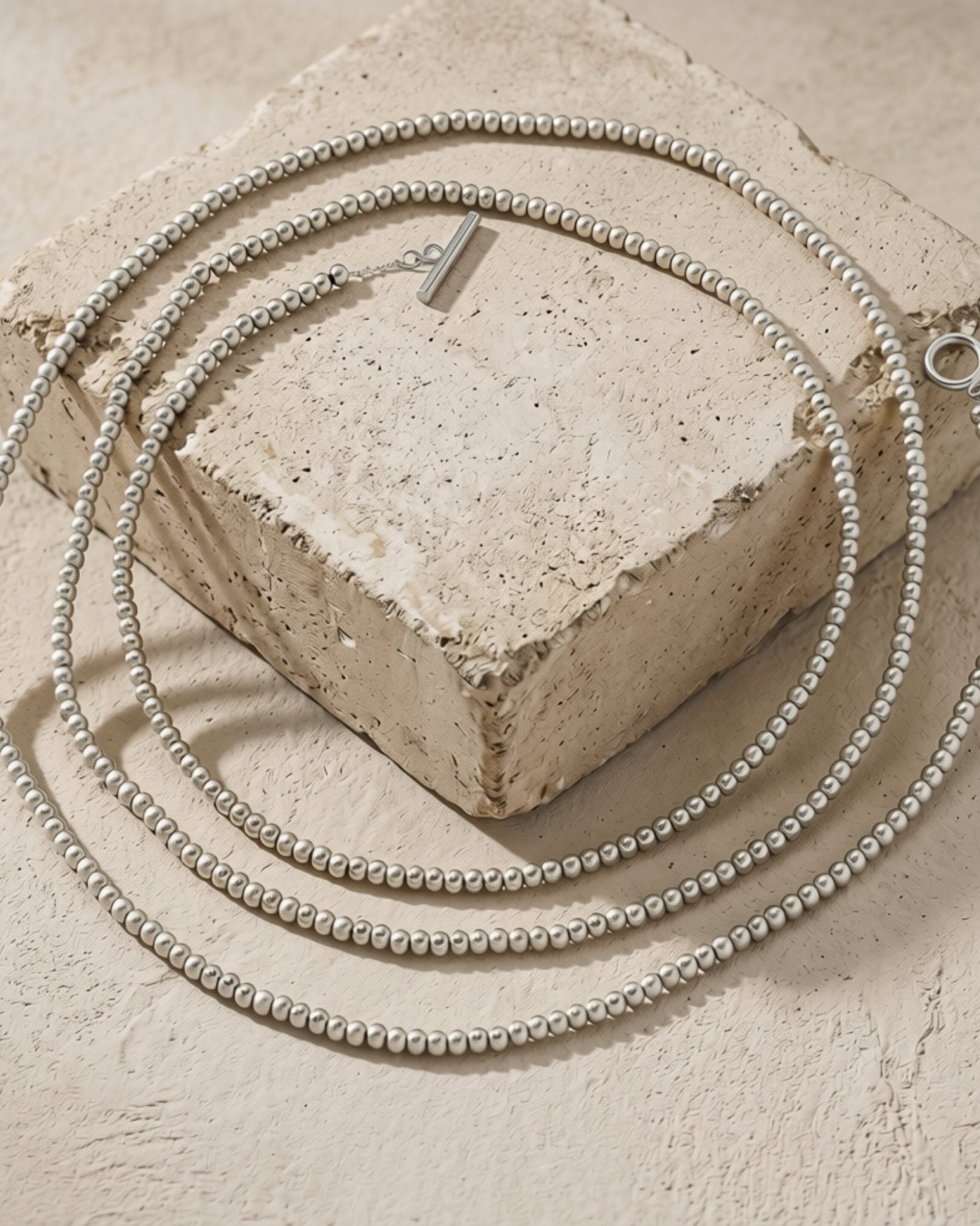 AUDORA Waterproof Silver Stainless Steel Long Necklace - Sanded Finish - DANSK Copenhagen