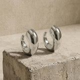 Courage Waterproof Chunky Curve Earring Silver Plating - DANSK Copenhagen