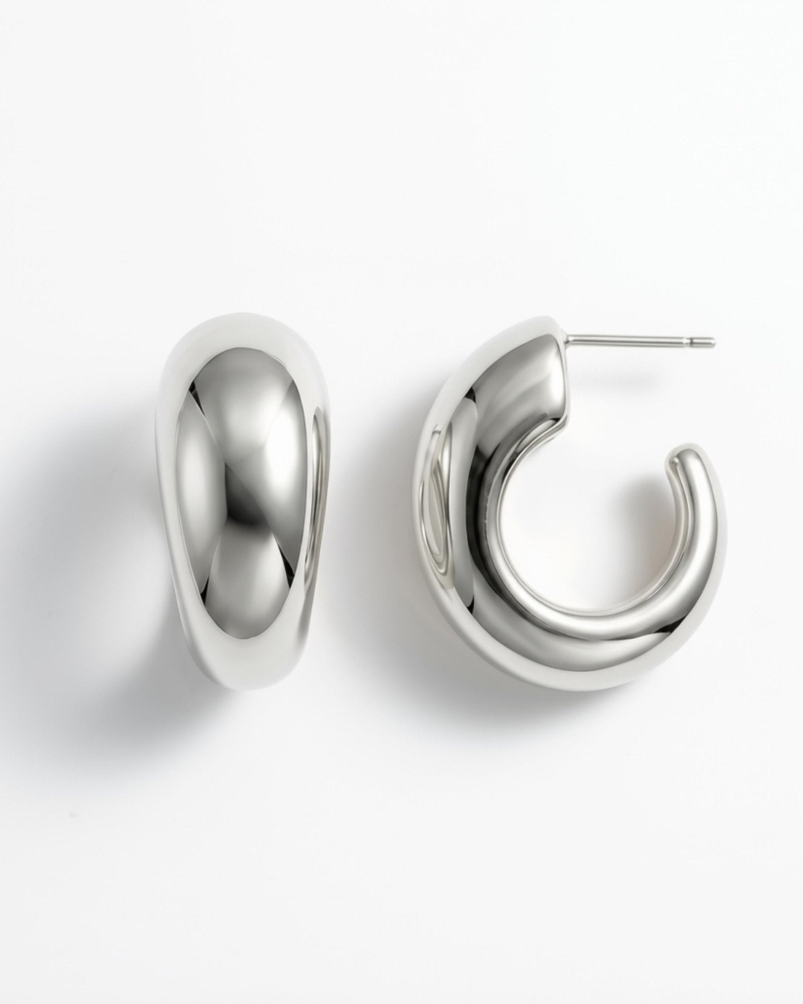 Courage Waterproof Chunky Curve Earring Silver Plating - DANSK Copenhagen