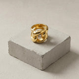 Courage Waterproof Chunky Link Statement Ring 18K Gold Plating - DANSK Copenhagen