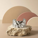 Courage Waterproof Organic Statement Cuff Bracelet Silver Plating - DANSK Copenhagen