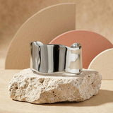 Courage Waterproof Statement Curve Cuff Bracelet Silver Plating - DANSK Copenhagen