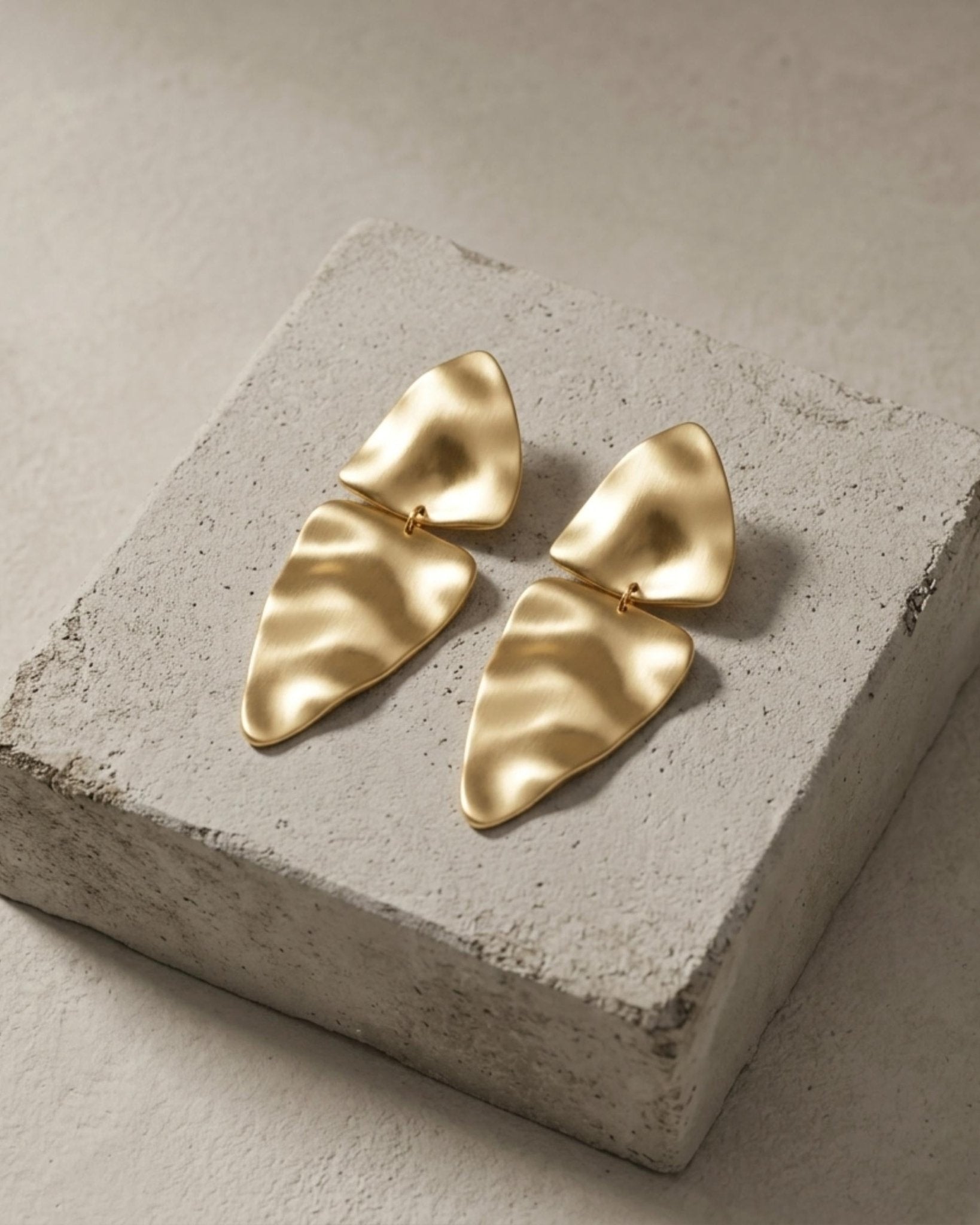 FRIDA Waterproof 18K Gold Plated Statement Earring - Brushed Stainless Steel - DANSK Copenhagen