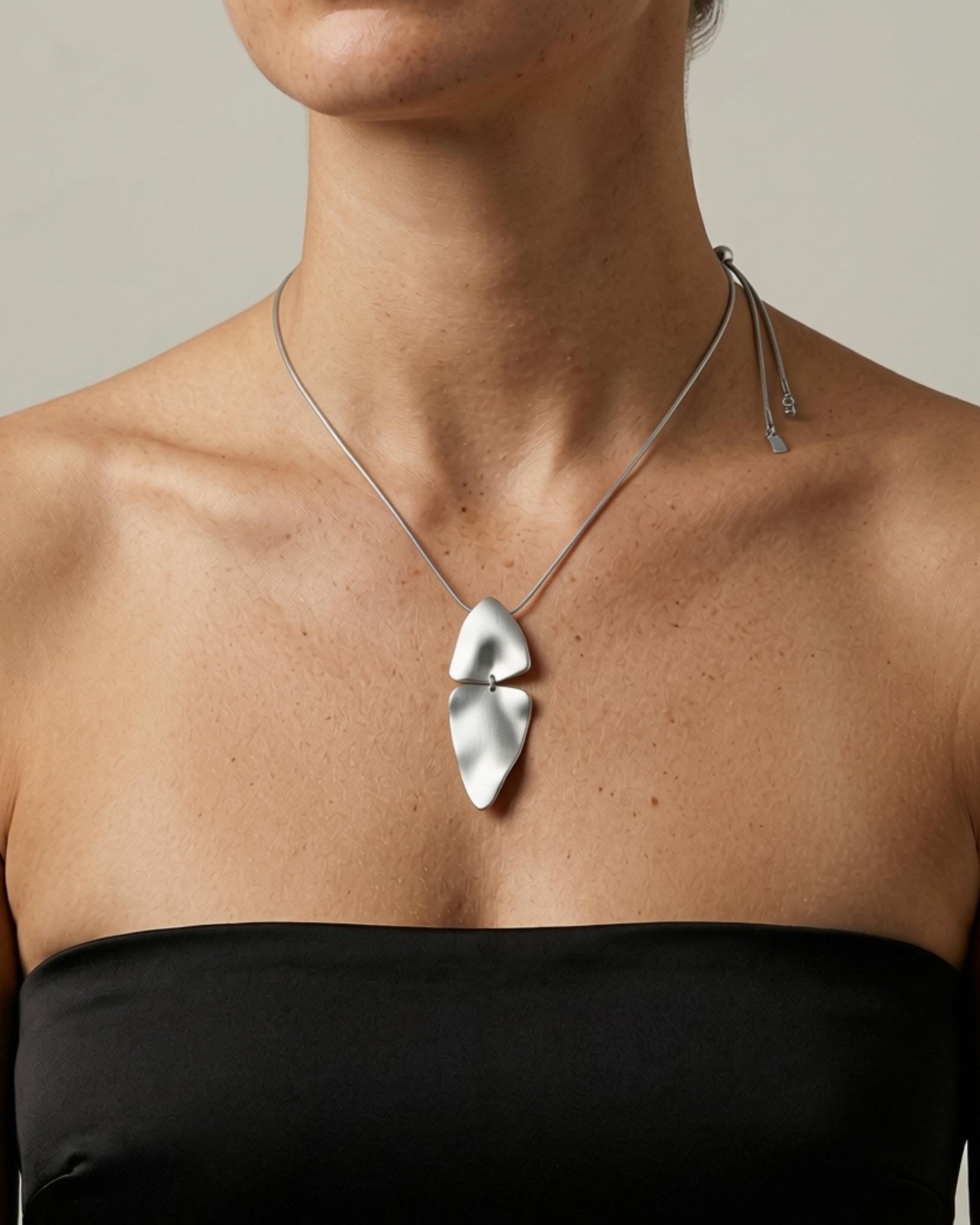 FRIDA Waterproof Silver Stainless Steel Necklace - Adjustable Chain & Brushed Finish - DANSK Copenhagen