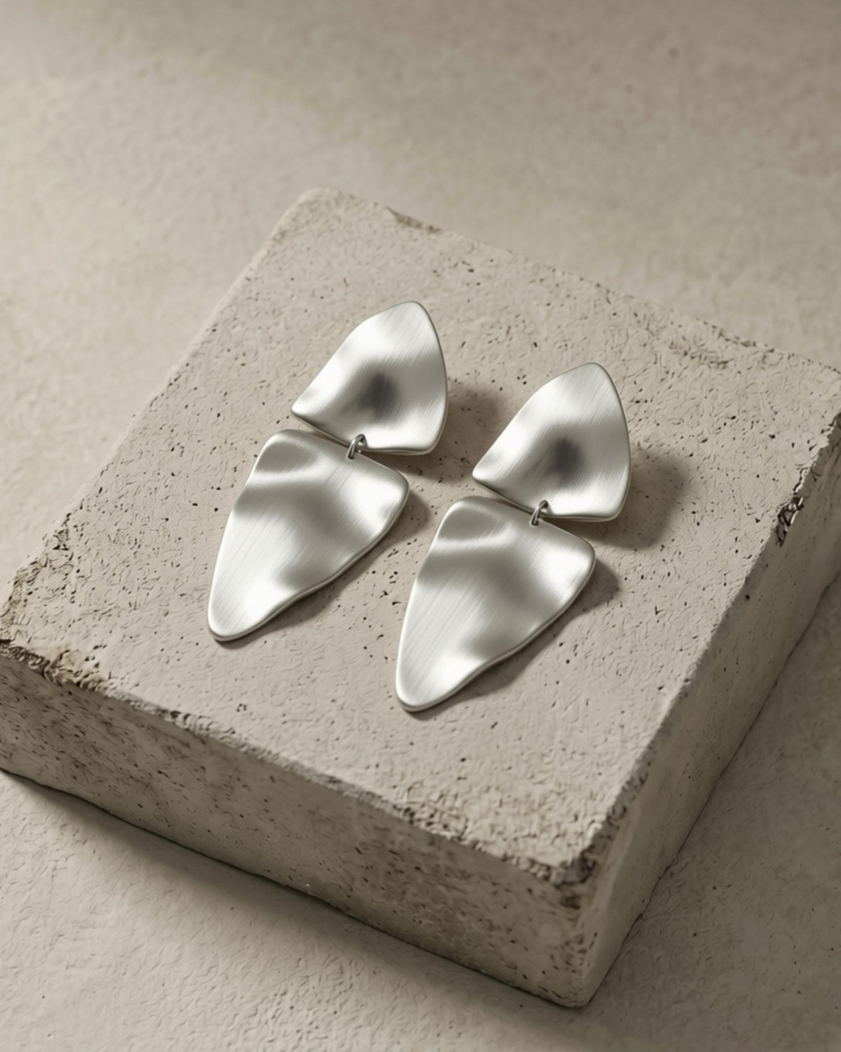 FRIDA Waterproof Silver Stainless Steel Statement Earring - Brushed Finish - DANSK Copenhagen