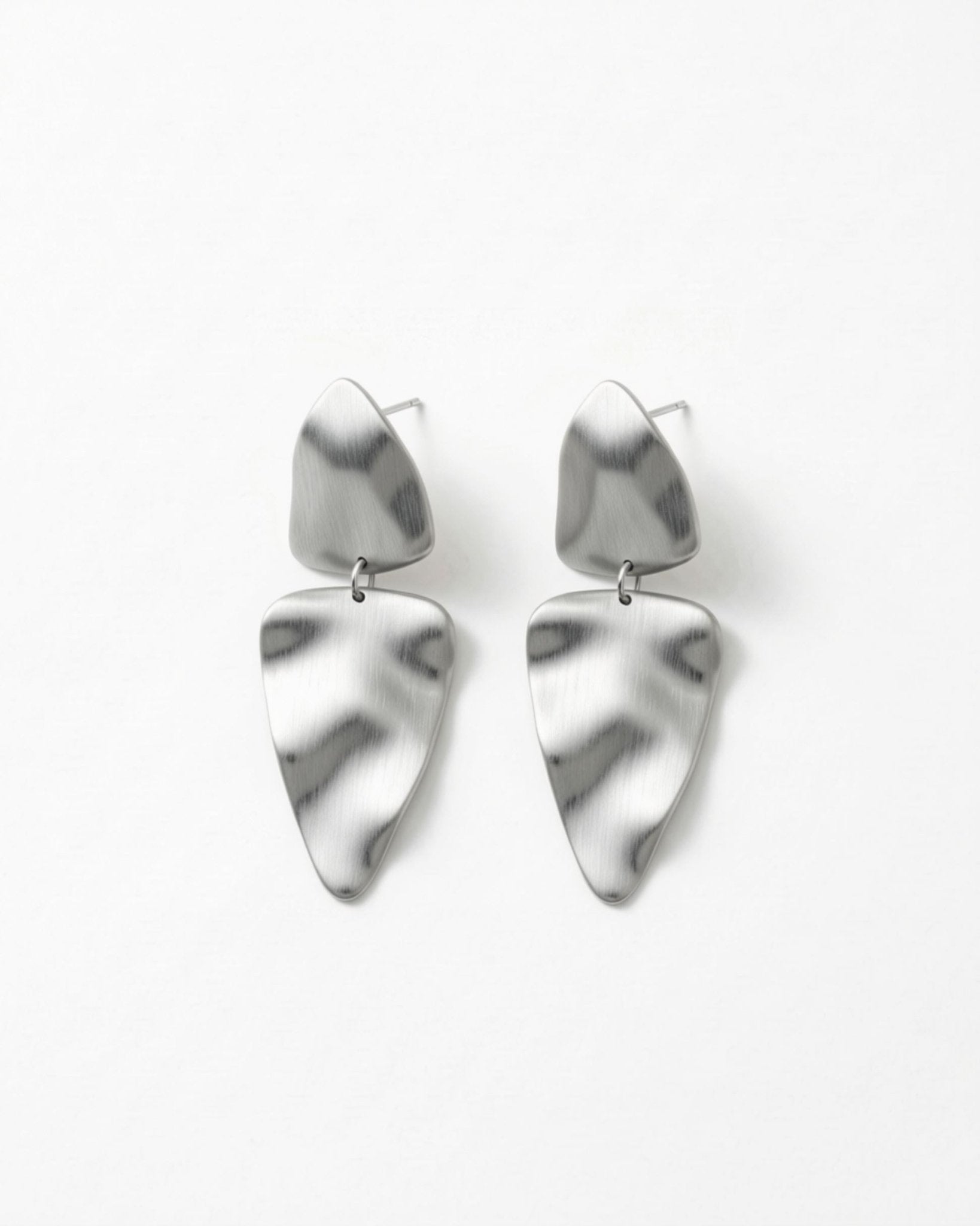 FRIDA Waterproof Silver Stainless Steel Statement Earring - Brushed Finish - DANSK Copenhagen