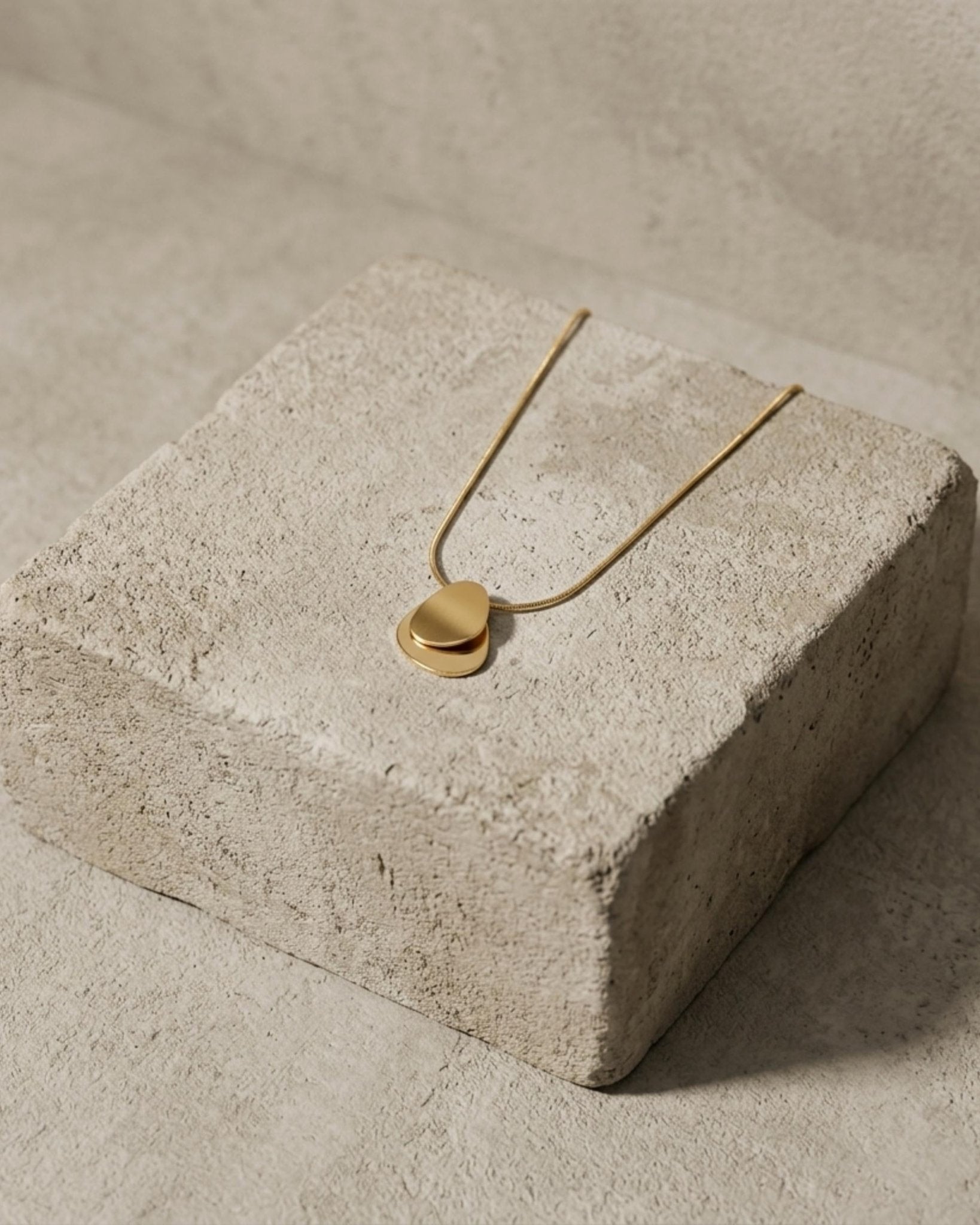 INES Waterproof 18K Gold Plated Necklace - Adjustable Chain & Brushed/Polished Stainless Steel - DANSK Copenhagen