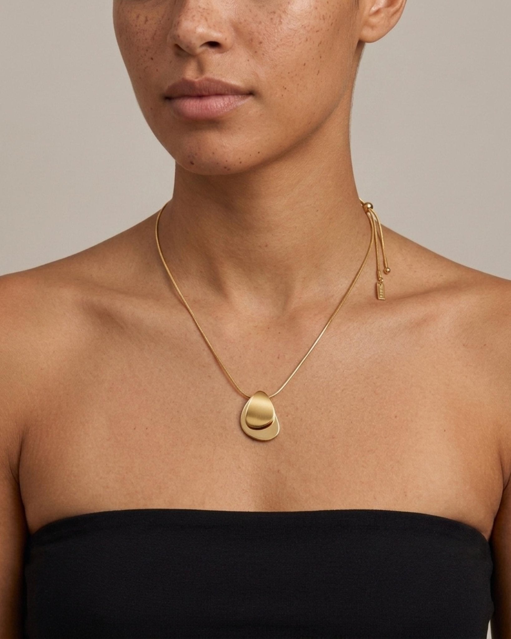 INES Waterproof 18K Gold Plated Necklace - Adjustable Chain & Brushed/Polished Stainless Steel - DANSK Copenhagen